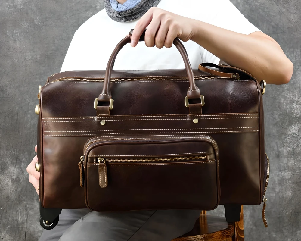leather carry on suitcase